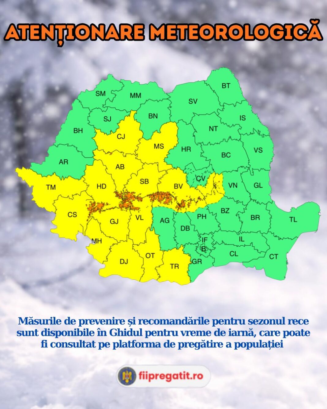 Atenționările meteorologice pentru județul Hunedoara
