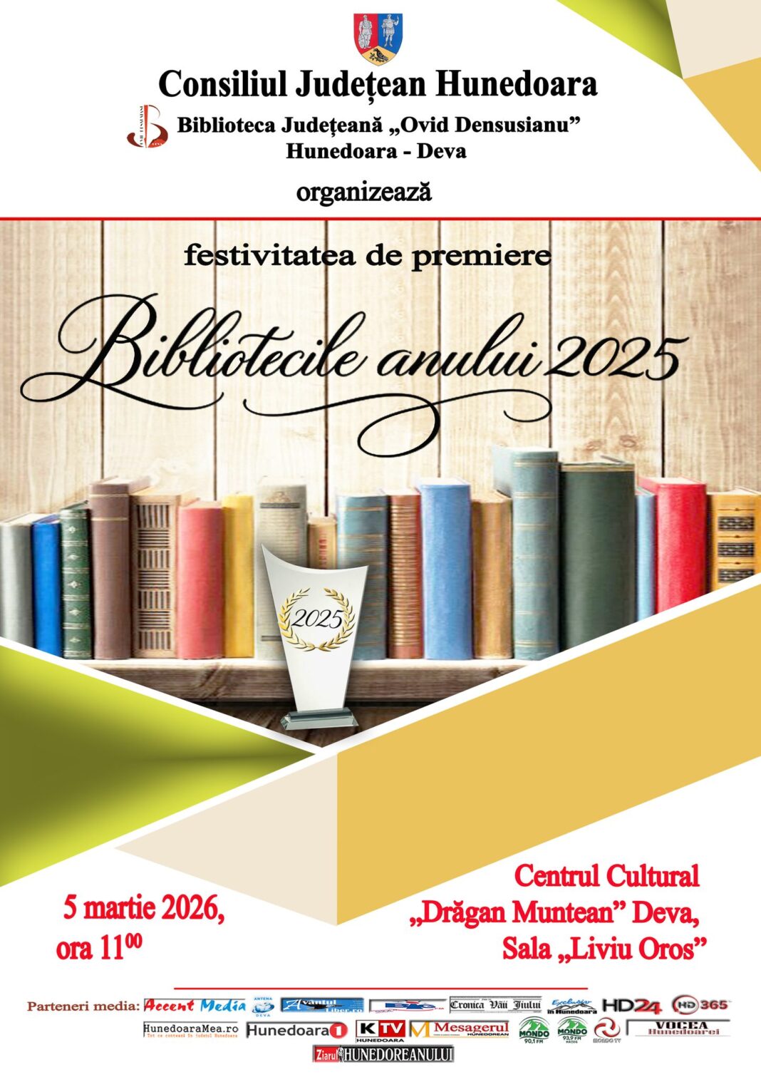 Festivitatea de premiere „Bibliotecile anului 2025”, organizată la Deva