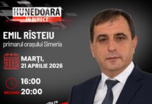 EMIL RÎSTEIU, primarul orașului Simeria la „HUNEDOARA ÎN DIRECT”, ASTĂZI, 21 APRILIE 2026, de la ora 16:00 și în reluare de la ora 20:00, moderator Petronela Tămaș.