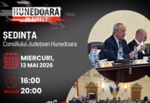 ȘEDINȚA CONSILIULUI JUDEȚEAN HUNEDOARA la „HUNEDOARA ÎN DIRECT”, ASTĂZI, 13 MAI 2026, de la ora 16:00 și în reluare de la ora 20:00.