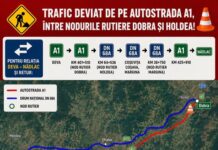 Trafic deviat pe autostrada A1 între Dobra și Holdea, începând cu perioada 17–19 iunie, pentru lucrări de reparații înainte de recepția finală a Lotului 3 Lugoj–Deva