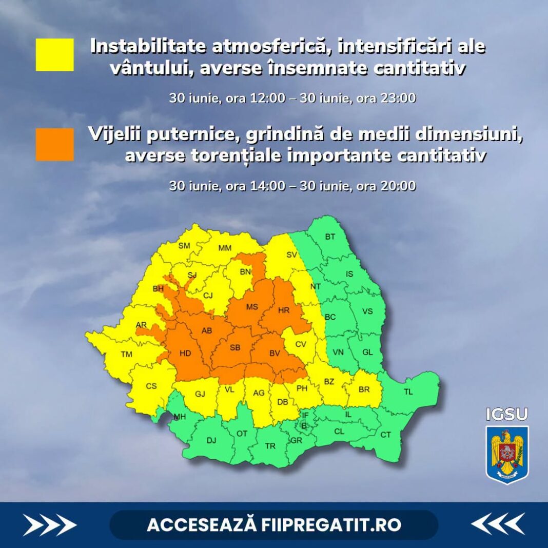 ACTUALIZARE INFORMAȚII METEOROLOGICE PENTRU JUDEȚUL HUNEDOARA