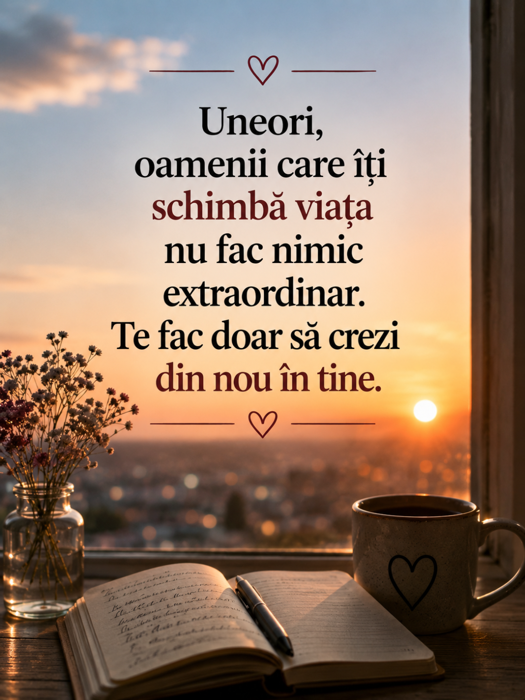 „Uneori, oamenii care îți schimbă viața nu fac nimic extraordinar. Te fac doar să crezi din nou în tine.”