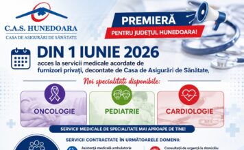 SERVICII DE ONCOLOGIE, PEDIATRIE ȘI CARDIOLOGIE ÎN SISTEM PRIVAT, DECONTATE DE CASA DE ASIGURĂRI DE SĂNĂTATE HUNEDOARA