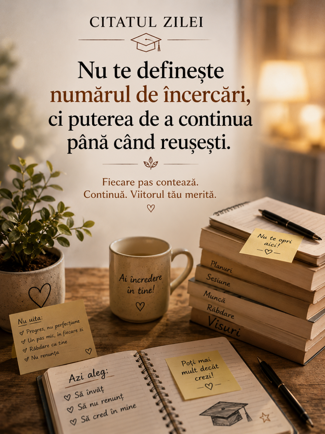 „Nu te definește numărul de încercări, ci puterea de a continua până când reușești.”