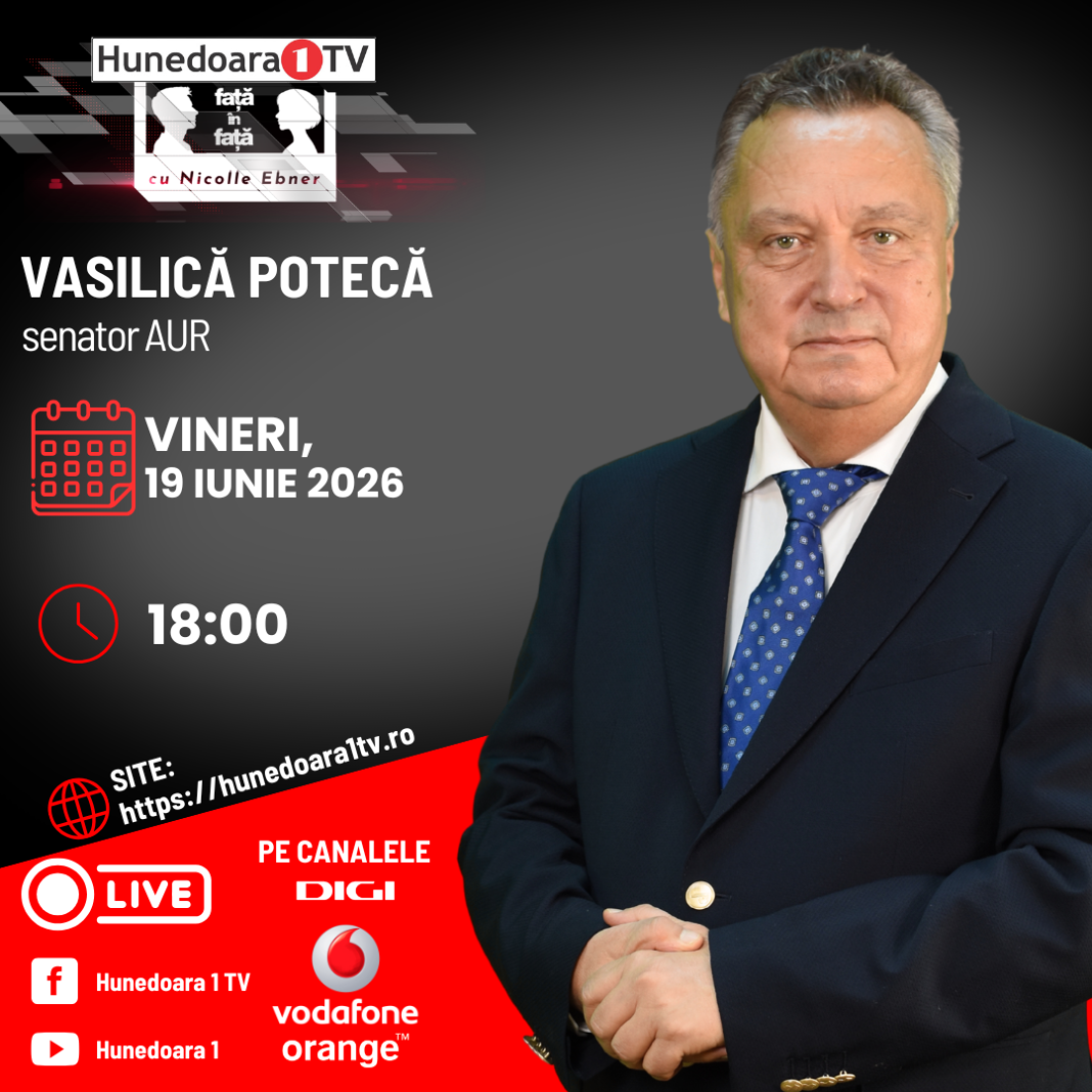Vasilică Potecă, senator AUR la „HUNEDOARA ÎN DIRECT”, moderator Petronela Tămaș.