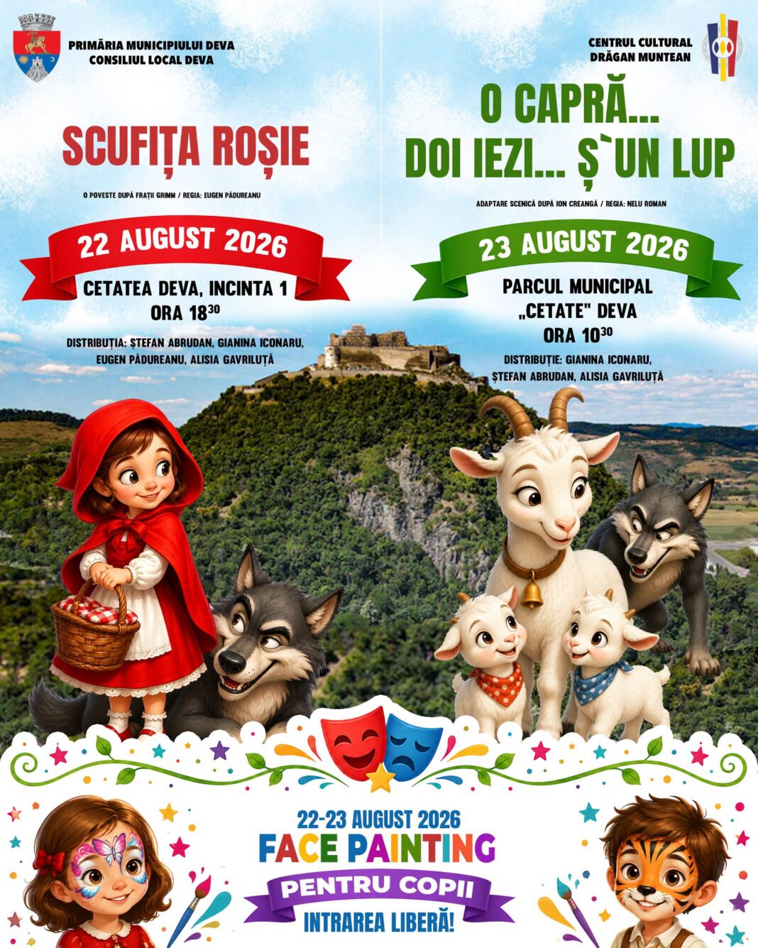 Weekend cu teatru și face painting pentru întreaga familie, în Cetatea Deva și Parcul Municipal Cetate Deva