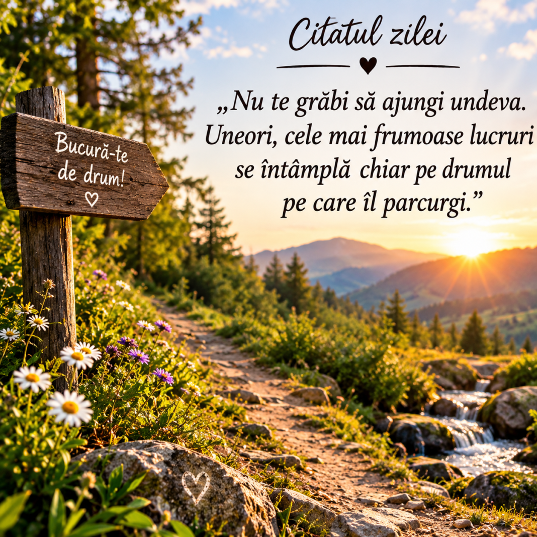 🌷 Citatul zilei – „Nu te grăbi să ajungi undeva. Uneori, cele mai frumoase lucruri se întâmplă chiar pe drumul pe care îl parcurgi.” ✨