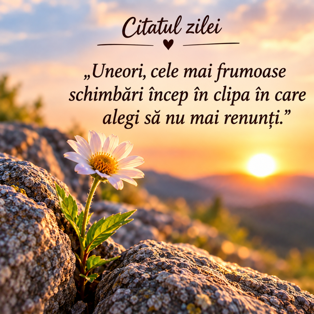 „Uneori, cele mai frumoase schimbări încep în clipa în care alegi să nu mai renunți.”