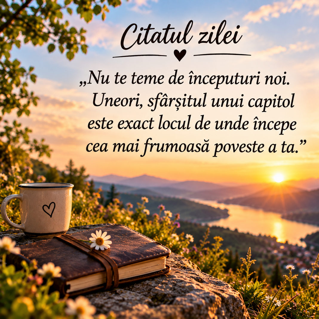 „Nu te teme de începuturi noi. Uneori, sfârșitul unui capitol este exact locul de unde începe cea mai frumoasă poveste a ta.” ✨