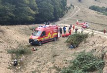 Accident grav în Romos: Motociclist rănit pe un teren viran, preluat de elicopterul SMURD