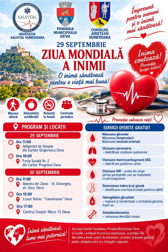 „CARAVANA INIMII” – EVALUĂRI MEDICALE GRATUITE PENTRU LOCUITORII MUNICIPIULUI DEVA