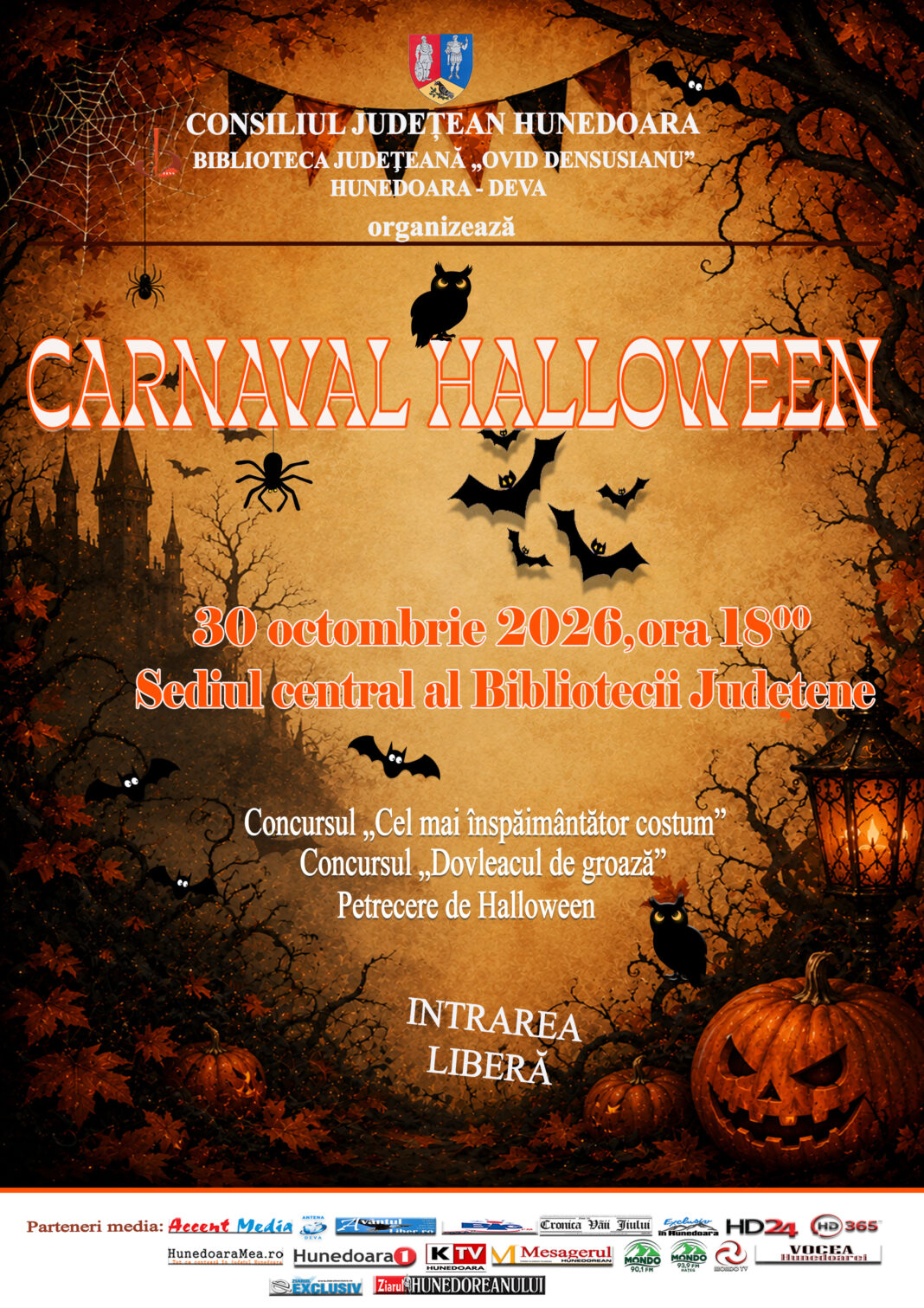 NOAPTE DE MAGIE ȘI MISTER LA DEVA: PETRECERE DE HALLOWEEN ÎN CURTEA BIBLIOTECII