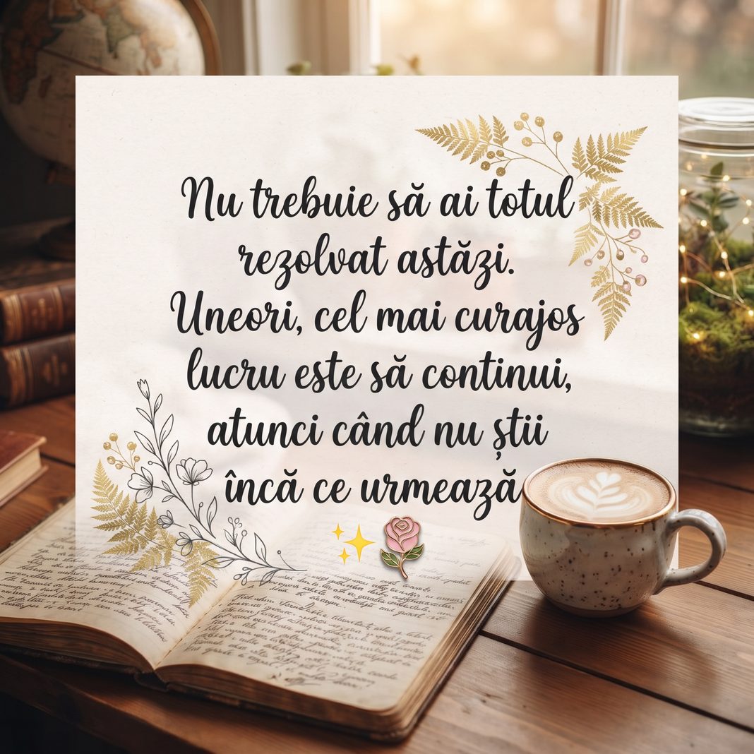 „Nu trebuie să ai totul rezolvat astăzi. Uneori, cel mai curajos lucru este să continui, chiar și atunci când nu știi încă ce urmează.” ✨🌷