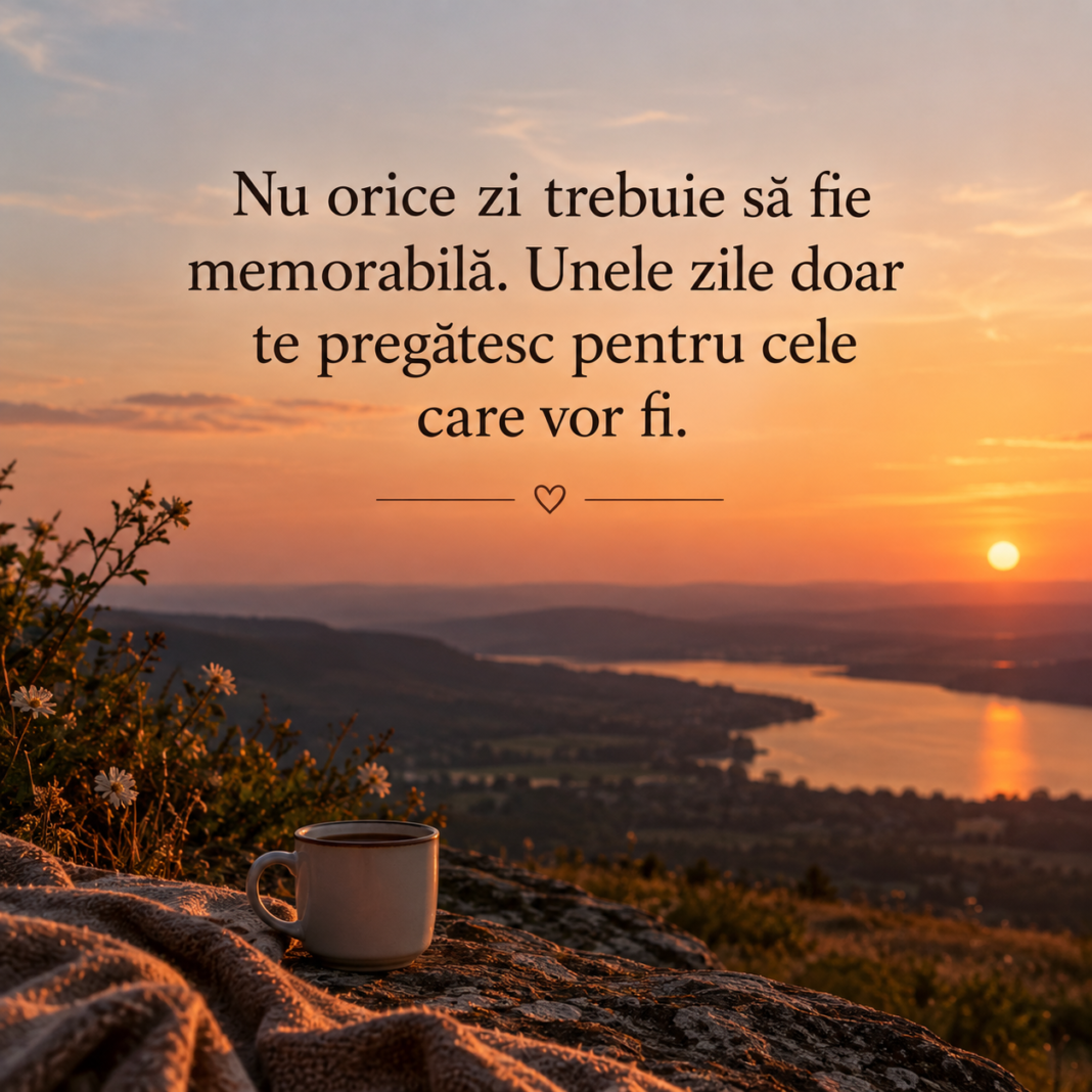 „Nu orice zi trebuie să fie memorabilă. Unele zile doar te pregătesc pentru cele care vor fi.”
