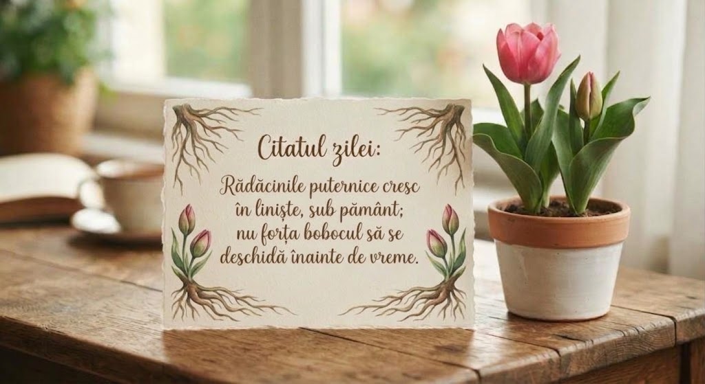 Rădăcinile puternice cresc în liniște, sub pământ; nu forța bobocul să se deschidă înainte de vreme.