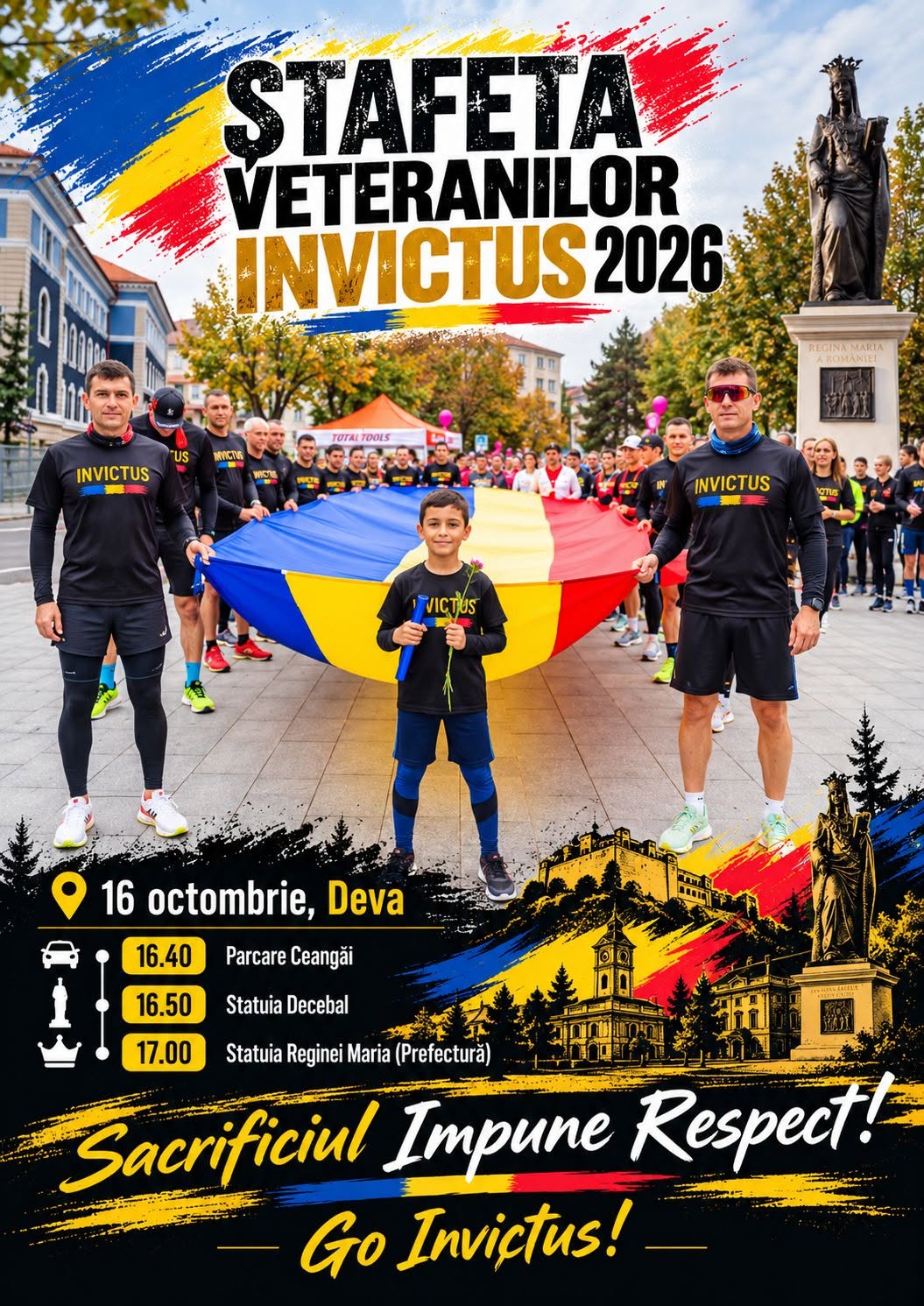 ASTĂZI, ȘTAFETA VETERANILOR INVICTUS 2026, TRONSONUL ALBASTRU, VA AJUNGE LA DEVA!